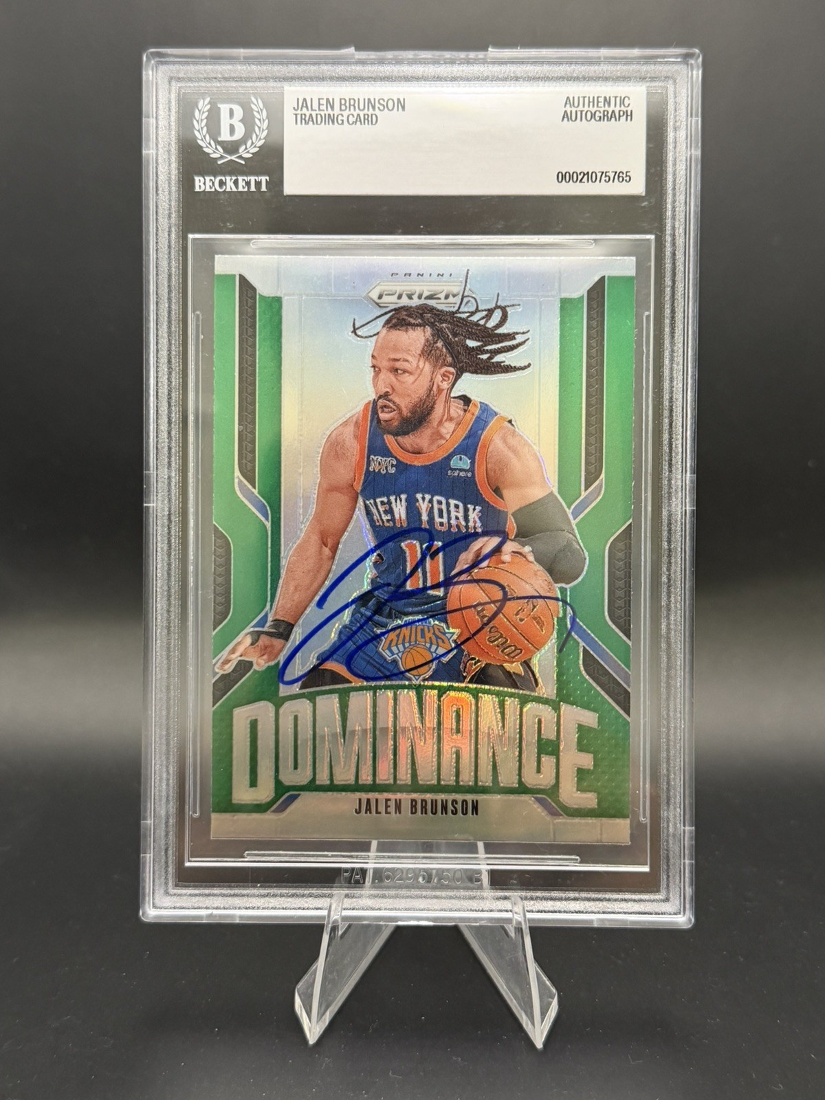 Jalen Brunson Knicks Signed Panini 2024-25 Cracked Iced Prizm (PSA)