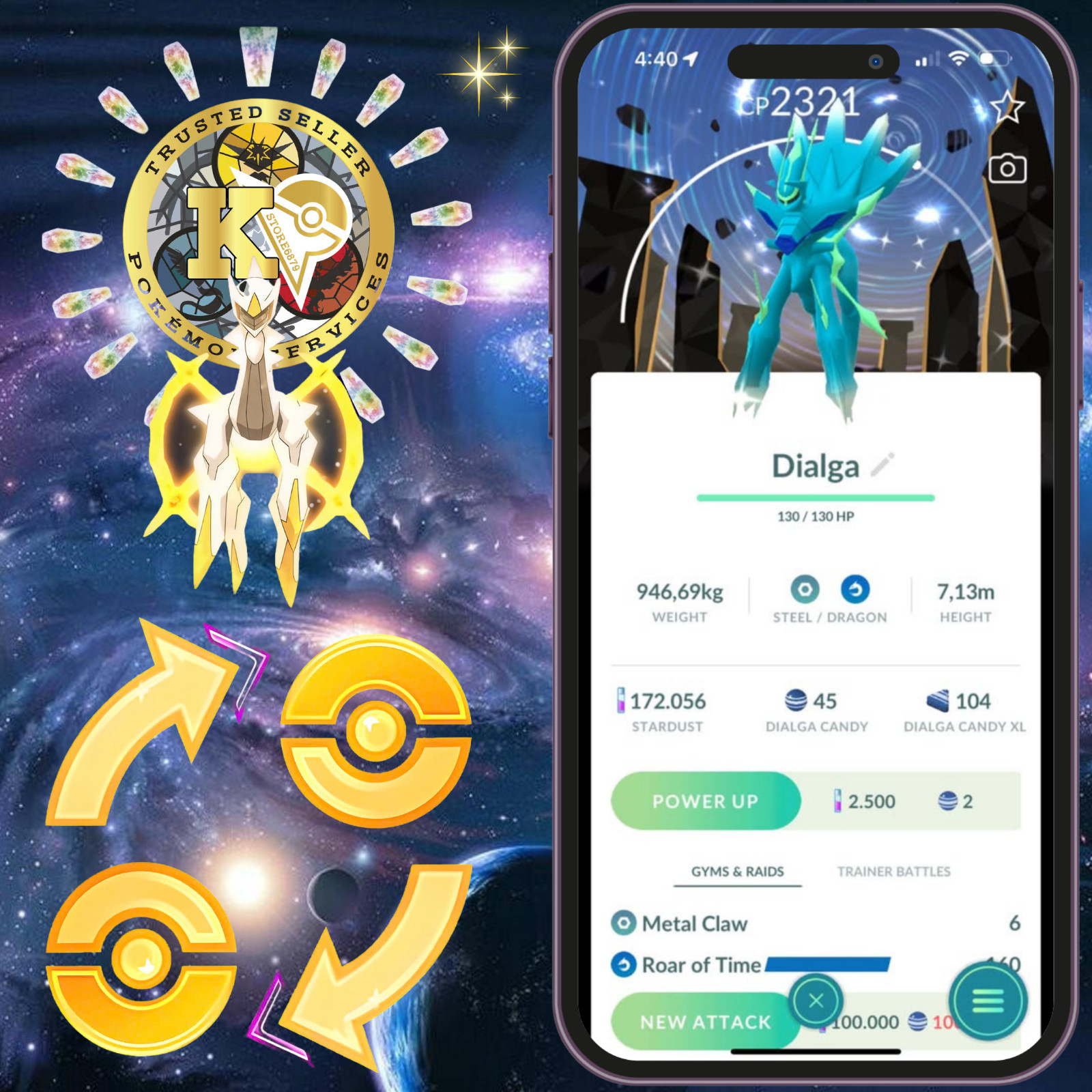 Pokémon —GO— Shiny Dialga O— Palkia O—Background Go Tour  Kalos 2026—PTC—Digital