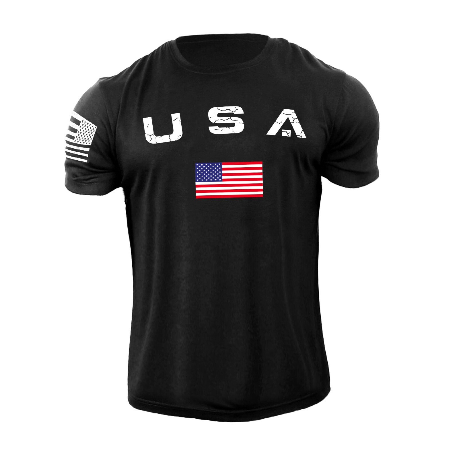 New Men's USA Flag T Shirt American Patriotic 100% Cotton New Men's USA Flag T Shirt American Patriotic 100% Cotton