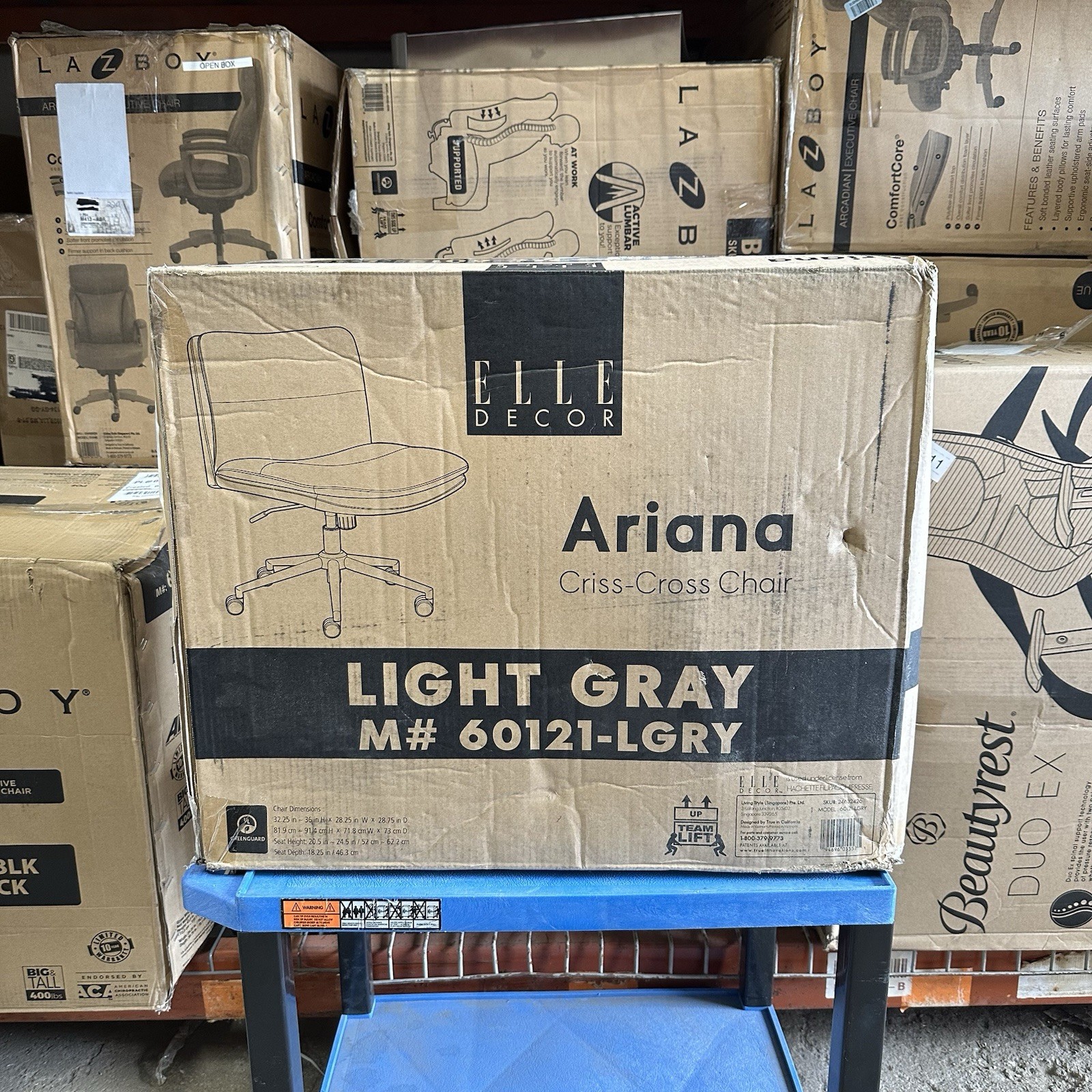 Elle Decor Ariana Criss-Cross Chair Light Gray - 60121-LGRY