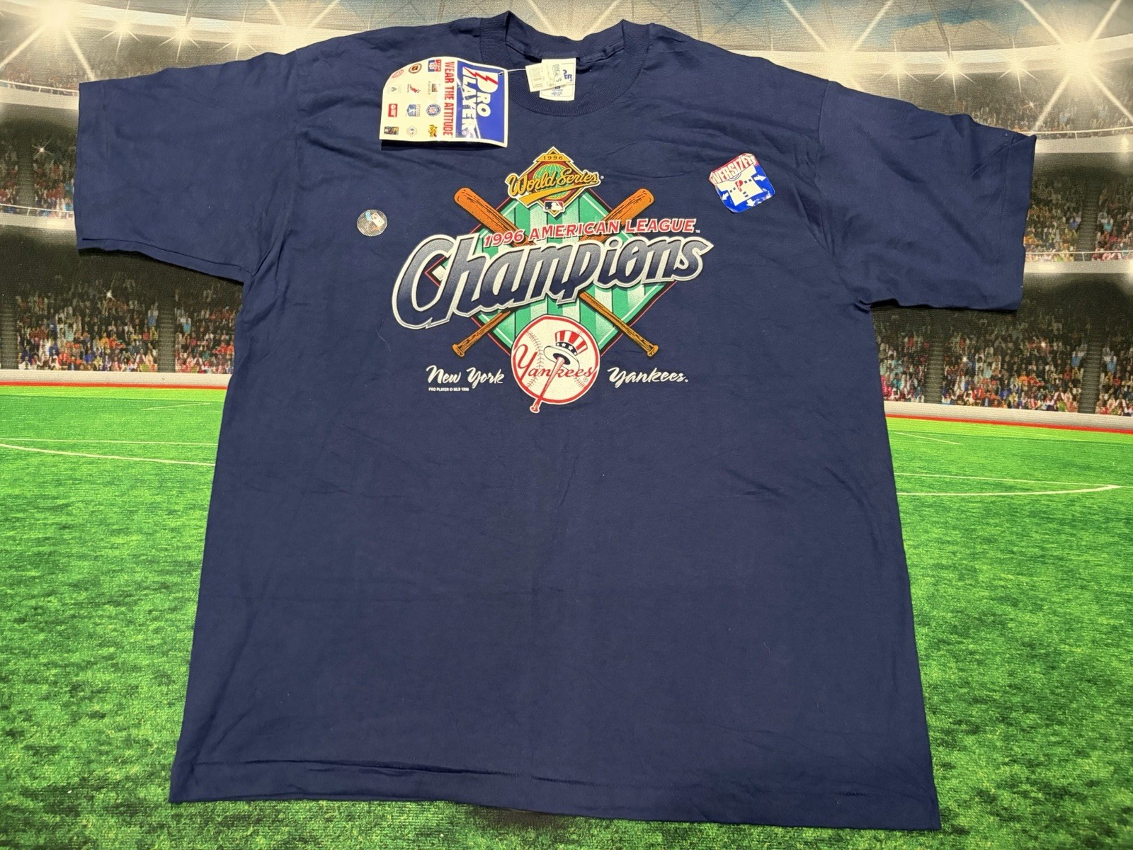 Vintage 1996 New York Yankees American League Champions Logo 7 t-shirt size L
