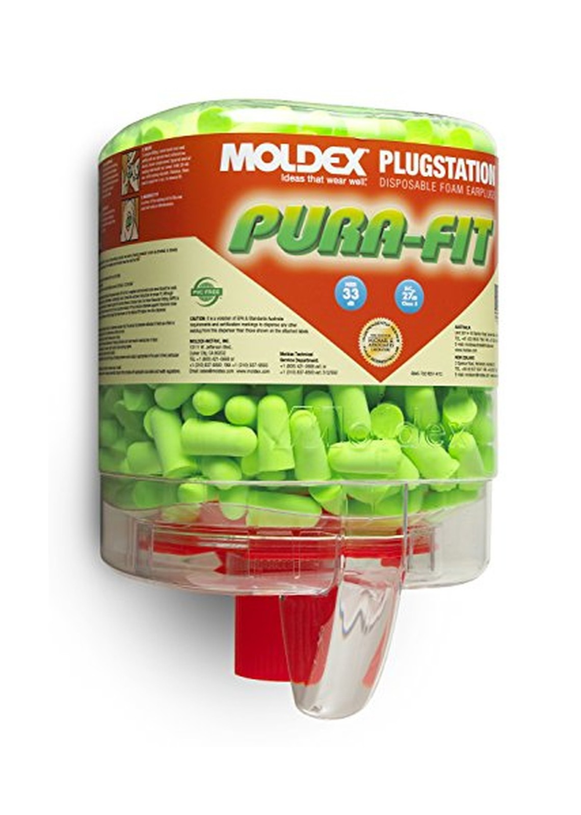 Moldex M6844 Pura-Fit Earplugs, Long Length (250 per Dispenser)