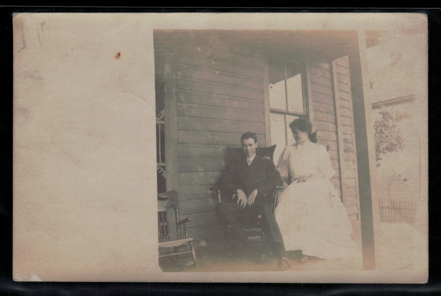 1906 RPPC Davis WV Porch Scene Couple Real Photo Postcard Edwardian Era