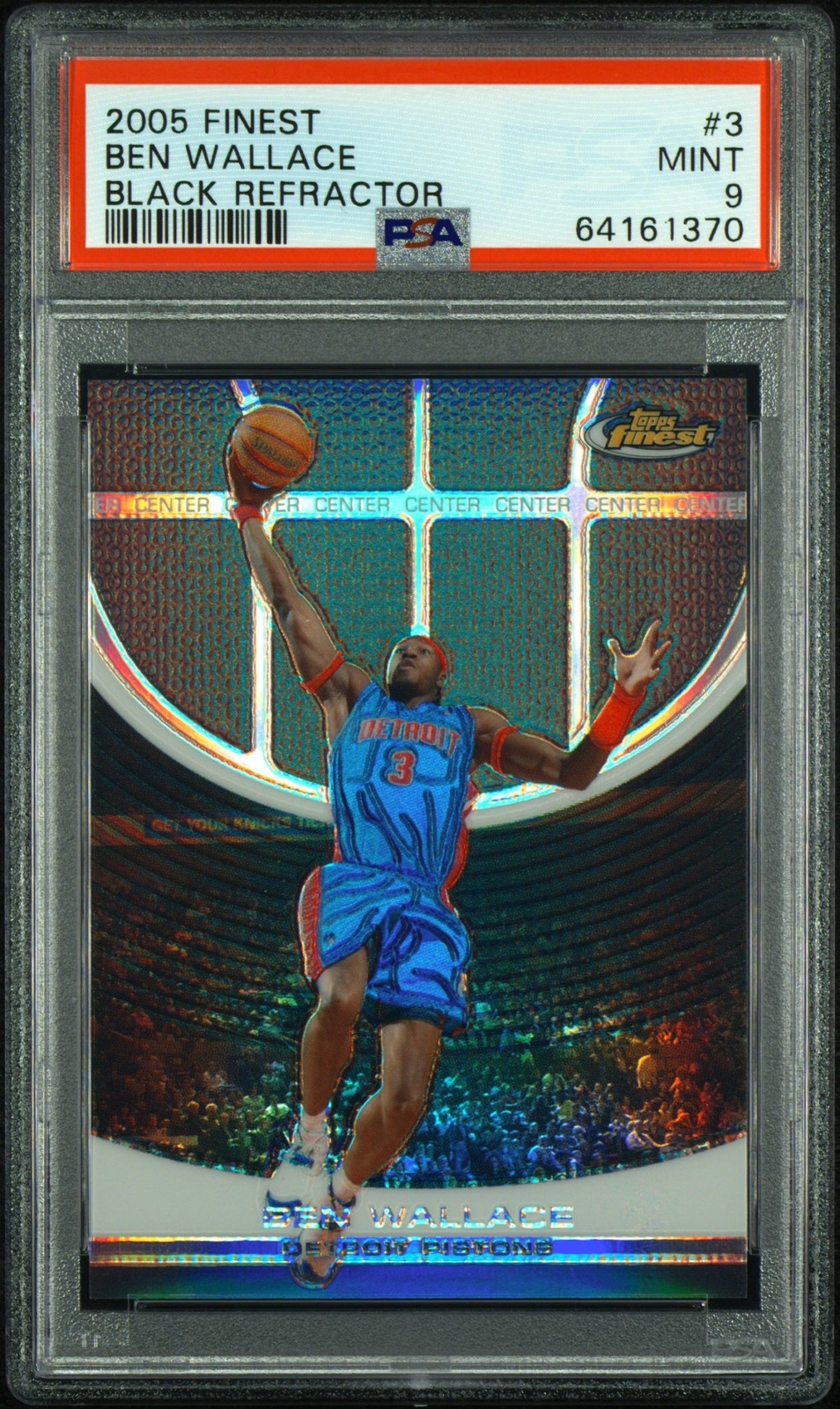 2005-06 Topps Finest Big Ben Wallace #3 Black Refractor 5/19 Pistons PSA 9 SSP 2005-06 Topps Finest Big Ben Wallace #3 Black Refractor 5/19 Pistons PSA 9 SSP