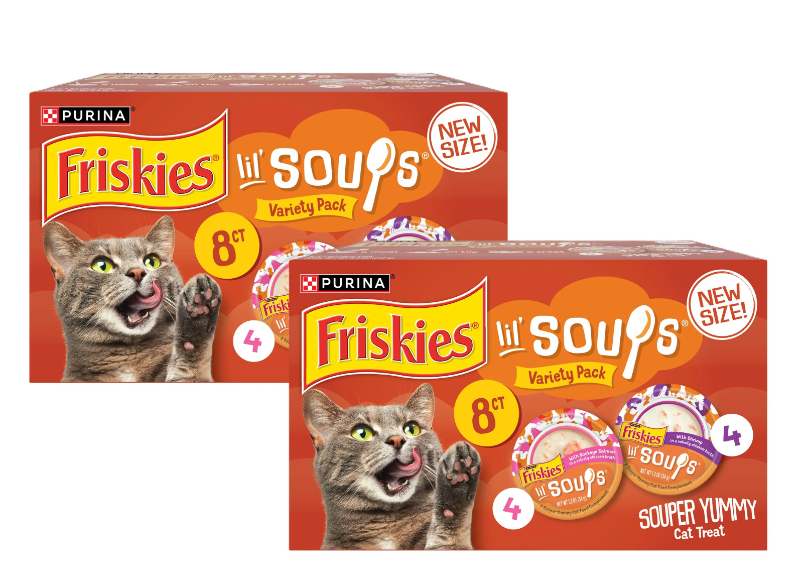 Purina Friskies Lil\' Soups Wet Cat Treats Salmon Shrimp 8Ct x 2 Pack 1.2oz Purina Friskies Lil\' Soups Wet Cat Treats Salmon Shrimp 8Ct x 2 Pack 1.2oz