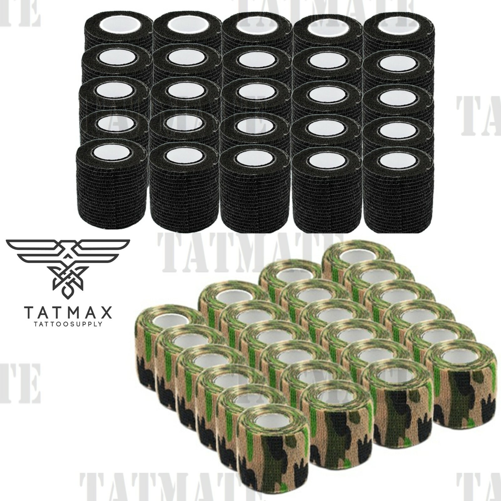 6/12/24Pcs Camouflage/Black Tattoo Wraps Sensi Wraps Self Adherent 2\