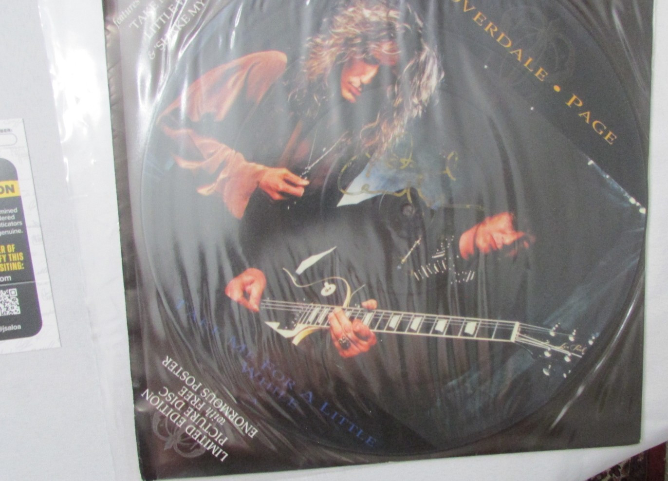 COVERDALE PAGE LITTLE WHILE DAVID COVERDALE AUTOGRAPHED LP JSA COA Nm/Nm  A03