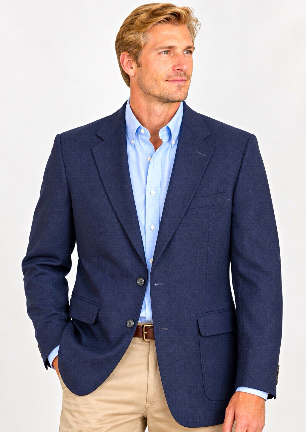 Vintage L.L.Bean Blazer Mens 44R Navy Blue Made USA 100% Polyester Sport Coat
