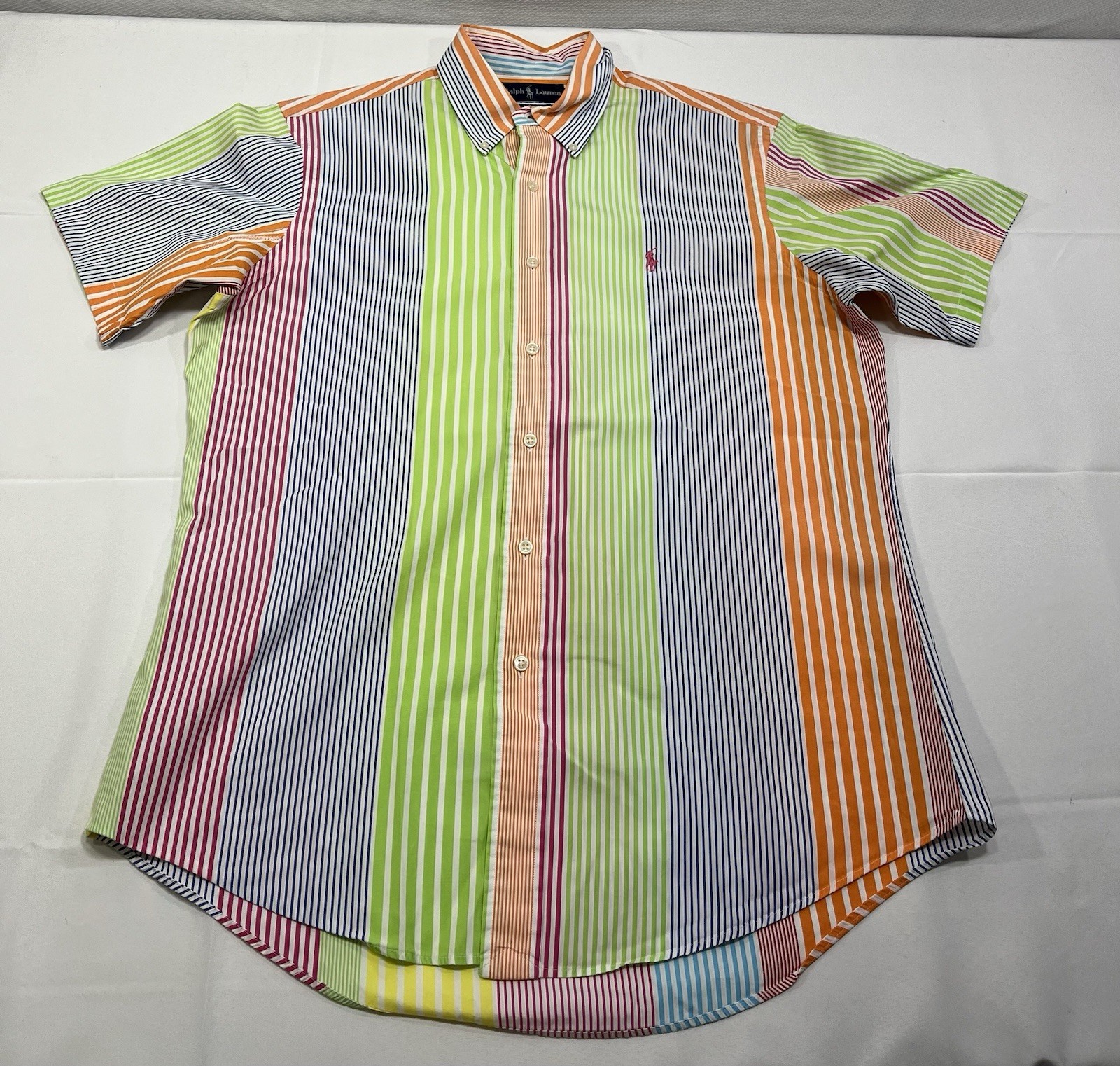 VTG Ralph Lauren Shirt Mens Large Multi Striped Button Down Custom Fit Pony Logo