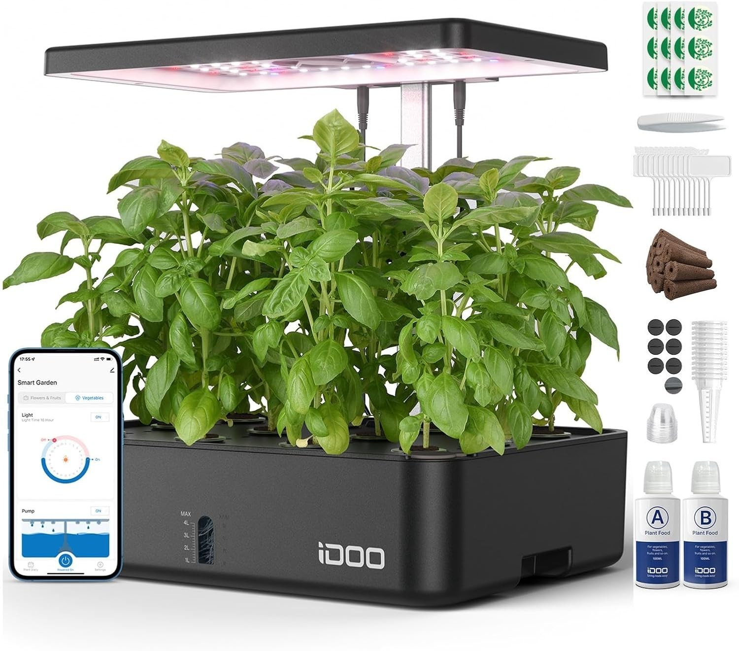 Smart Hydroponics Growing System, 12 Pods Indoor Herb Garden with WiFi App LED L