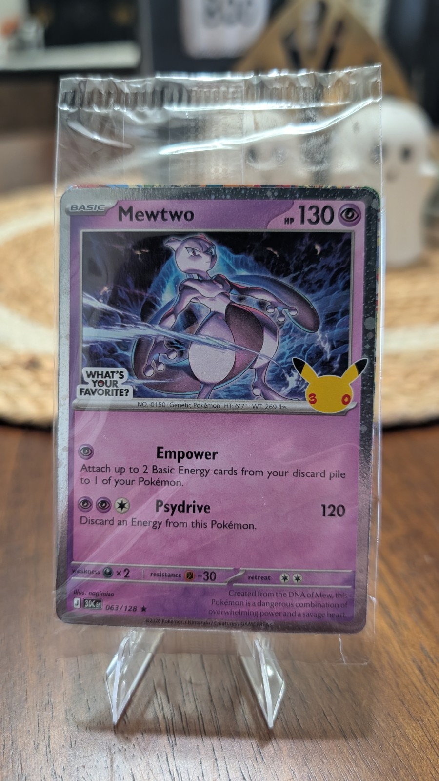 TARGET Mewtwo Pokemon 30th Anniversary Promo Card Exclusive 063/128 SEALED TARGET Mewtwo Pokemon 30th Anniversary Promo Card Exclusive 063/128 SEALED