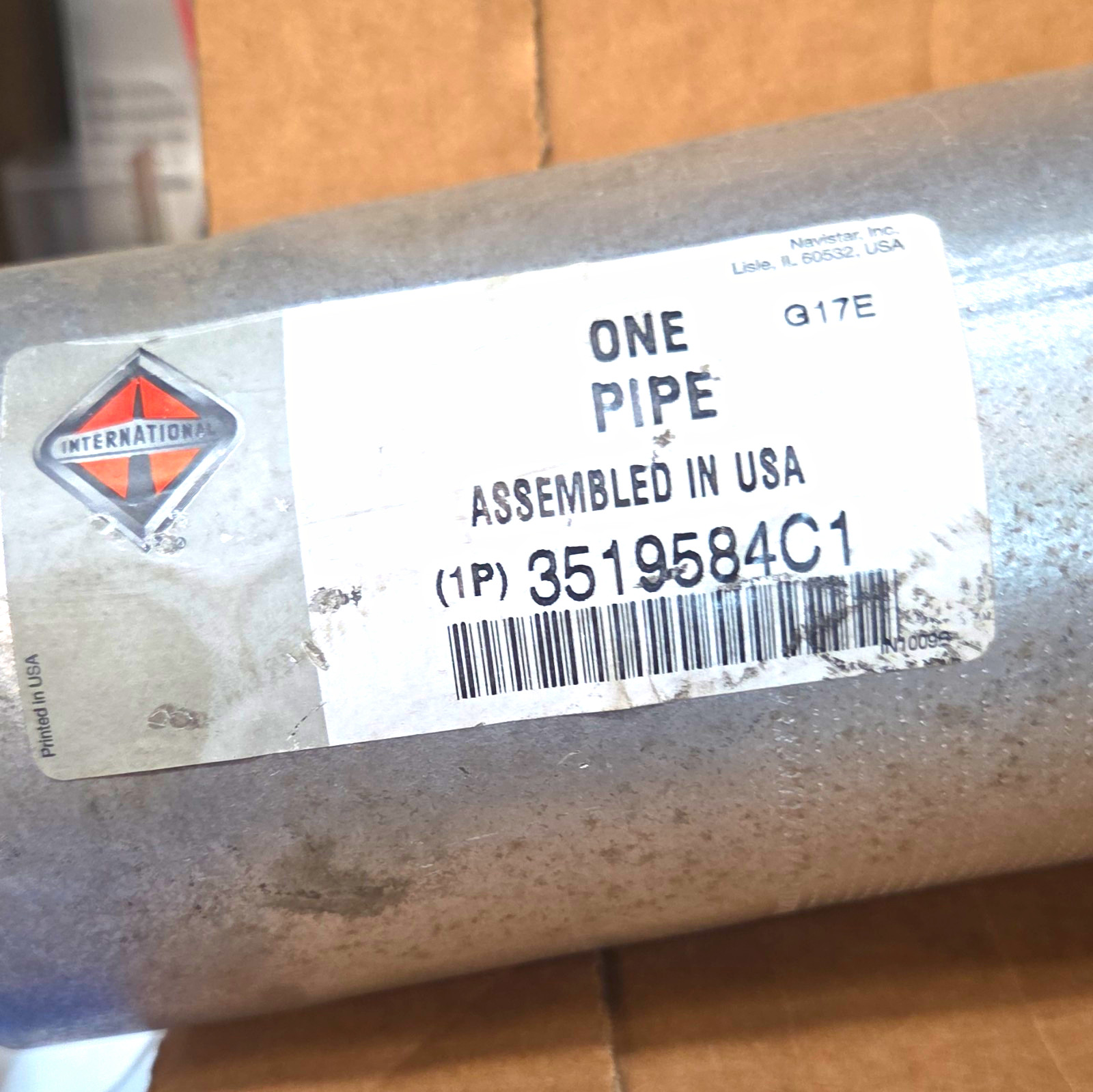 International Navistar Genuine Pipe, Exhaust Assy P/N 3519584C1 New, Old Stock. International Navistar Genuine Pipe, Exhaust Assy P/N 3519584C1 New, Old Stock.