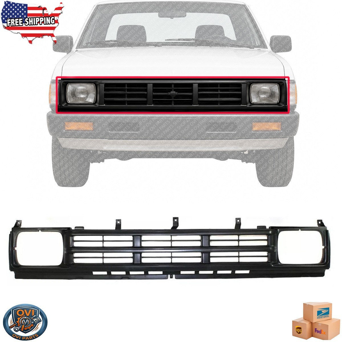 For 1990 1991 1992 Nissan D21 Pickup New Front Black Grille Assembly NI1200120