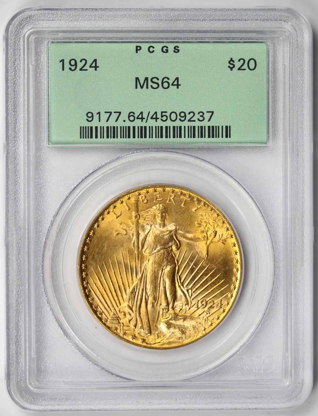 1924 Saint Gaudens Double Eagle Gold $20 MS 64 PCGS OGH PQ+ Premium Quality