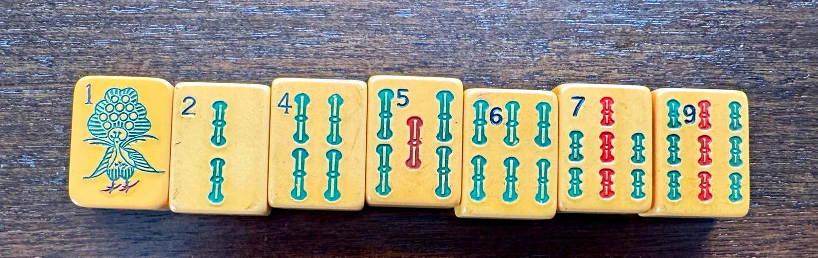 Vintage RARE Mah Jong Bakelite Lot Bird and Bamboo Tiles