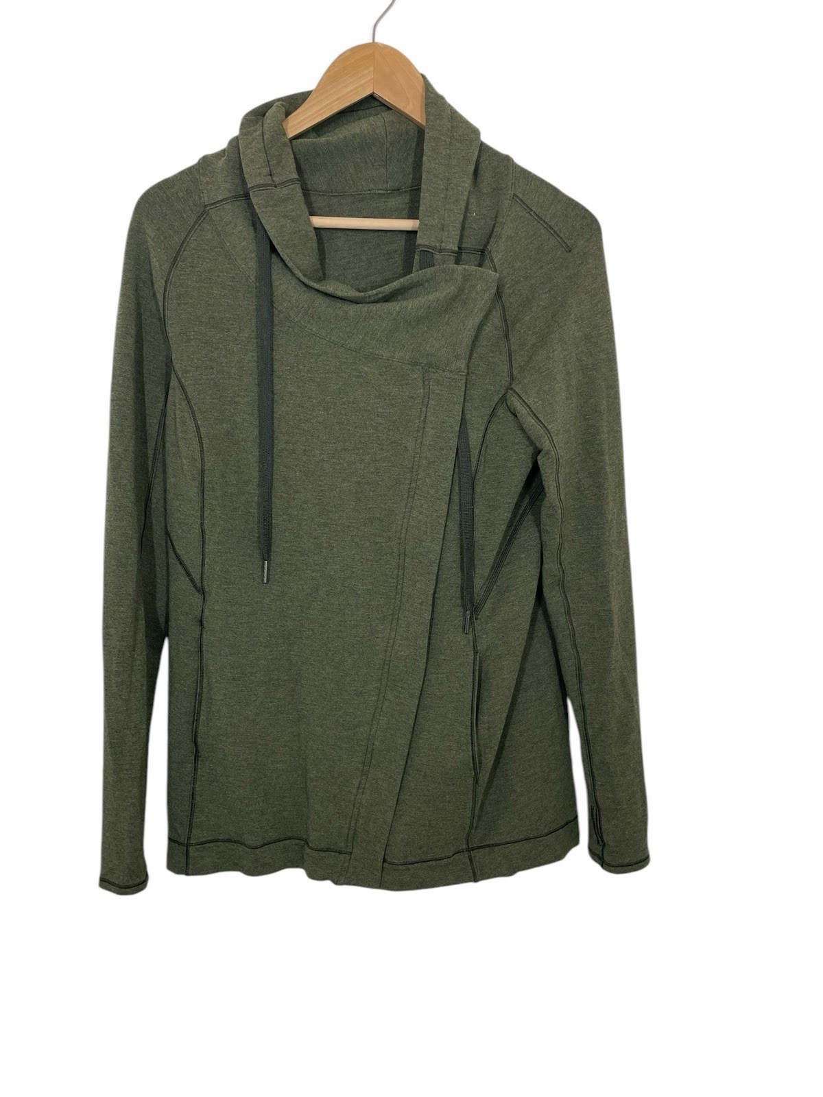 Lululemon Coast Easy Wrap Heathered Dark Olive Women\'s Size 8 Green Full Zip