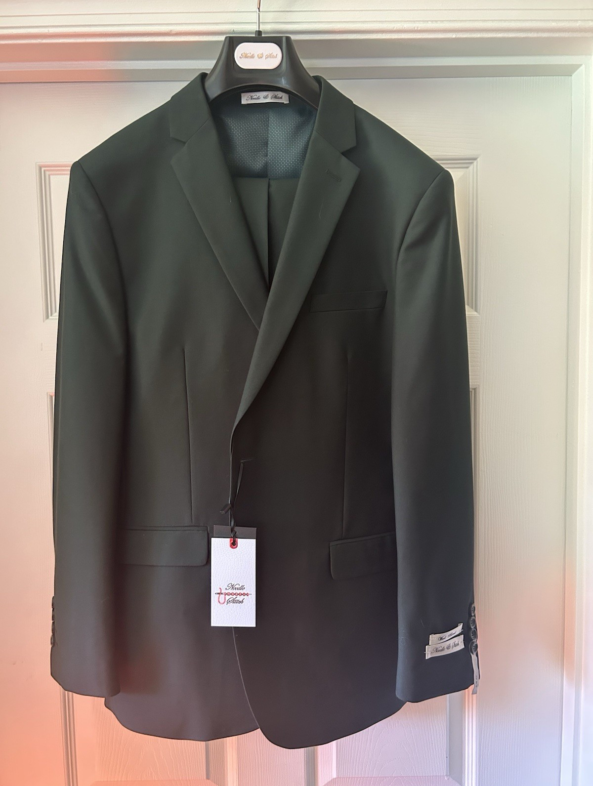Needle & Stitch Green Wool Blend 2-Piece Suit Slim Fit 42R Regular Lined