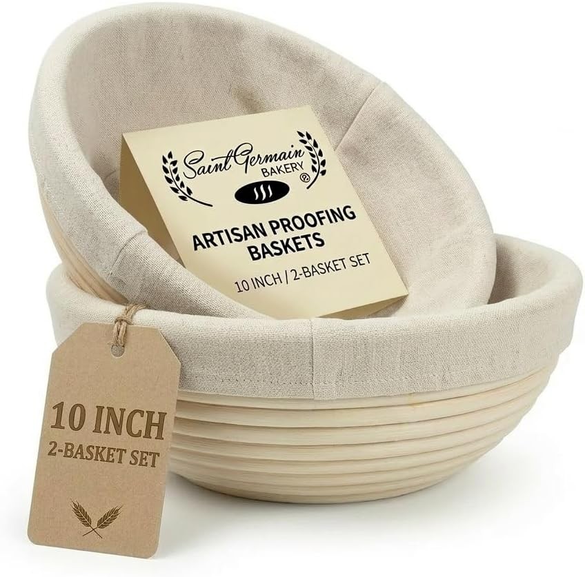 Premium Banneton Bread Proofing Basket Set - 2 Pack 10 Inch Round Brotform with