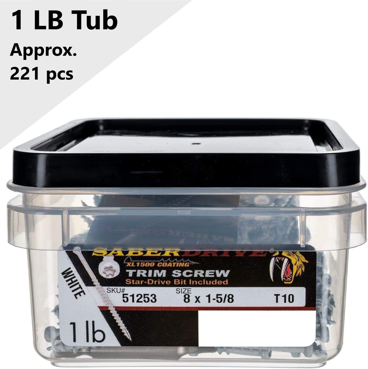 Saberdrive White Trim Screws #8 x 1-5/8\