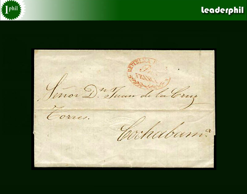 BOLIVIA FRANCA ROJA LA PAZ Cancel on Pre philatelic Cover 1860