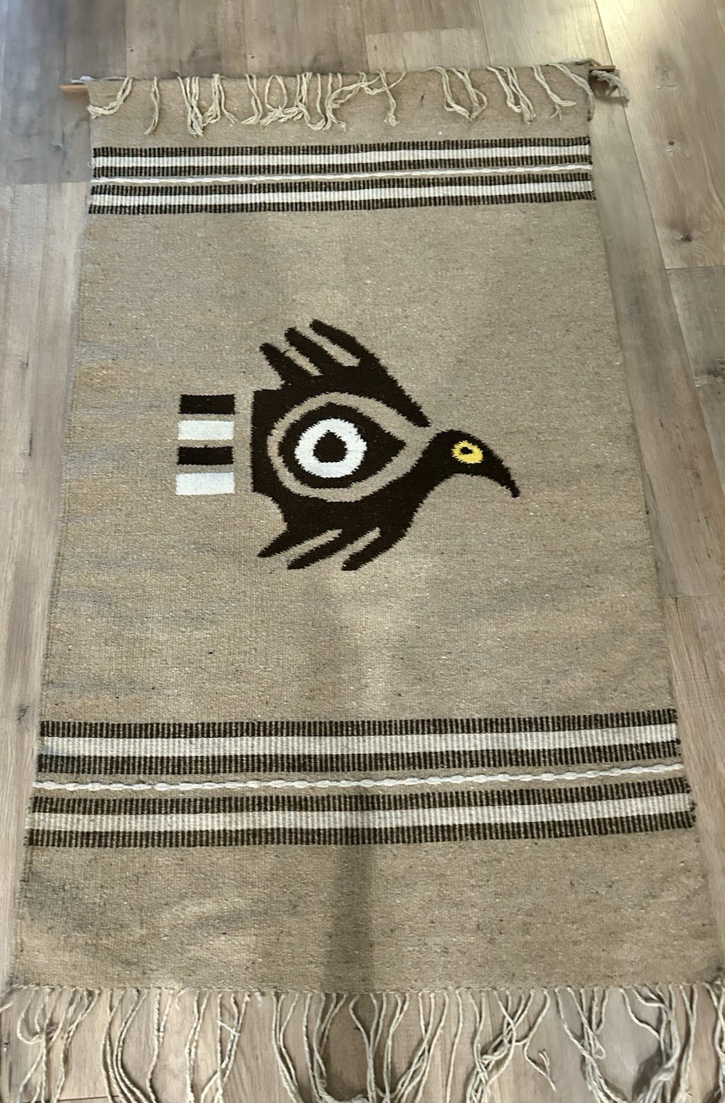 Handwoven Southwestern Wool Rug Bird Thunderbird Wall Hanging 33x54