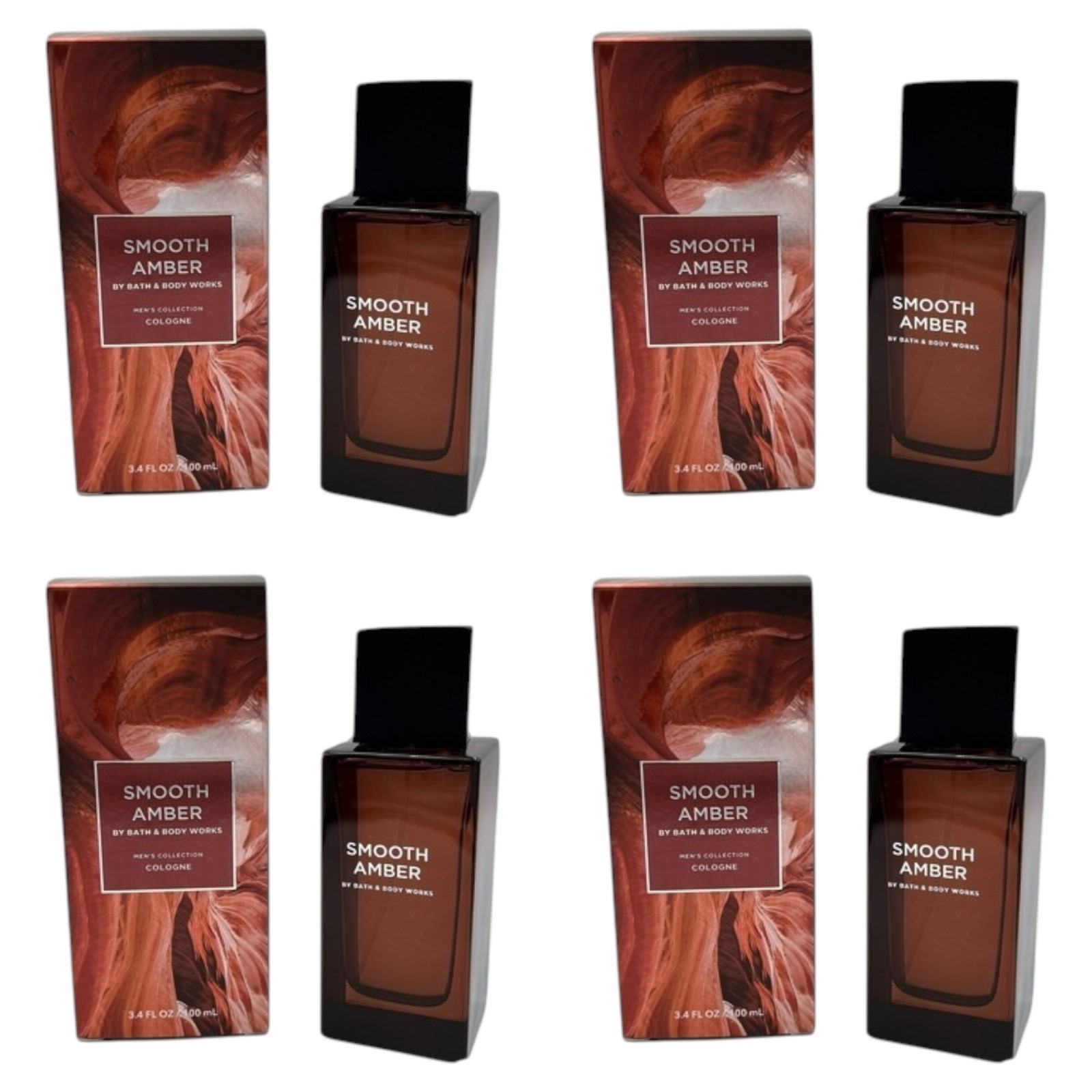 Four 4x (4)Bath and Body Works Smooth Amber (Men\'s Collection) Cologne (3.4 OZ) Four 4x (4)Bath and Body Works Smooth Amber (Men\'s Collection) Cologne (3.4 OZ)