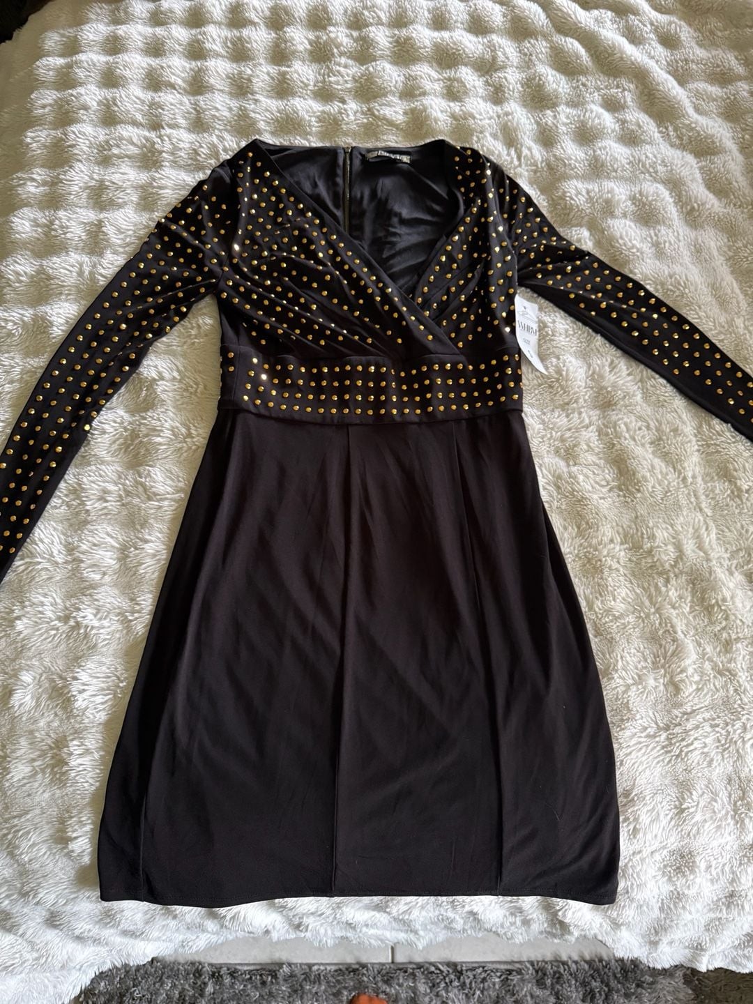 WHBM Black Studded Long Sleeve Dress Size S WHBM Black Studded Long Sleeve Dress Size S