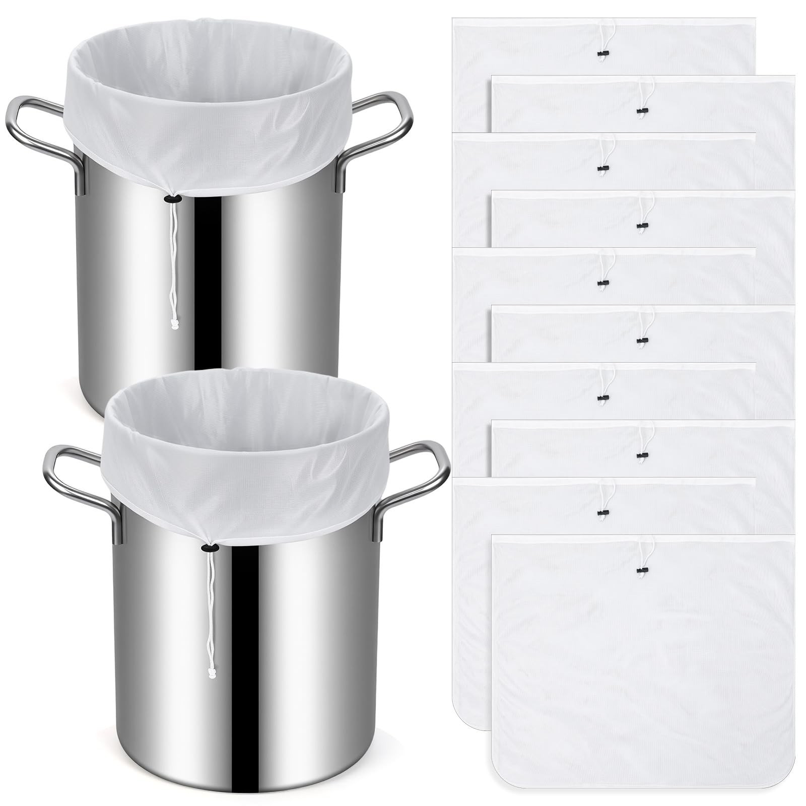 10 Pack Reusable Brew Bags - Extra Large Fine Mesh Strainer Bag for Home Brewing