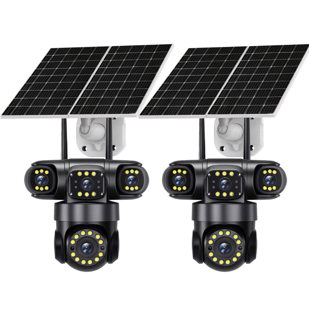 4PCS 16MP 4G SIM Solar Battery Security IP Camera Outdoor Home 4 Lens PTZ CCTV