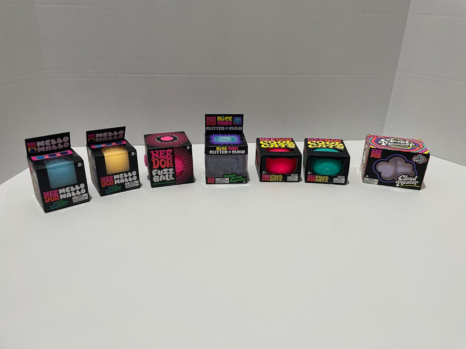 Lot of 7: Schylling Needoh Cloud, Mella Mallo, Fuzz Ball, Cool Cats, Glitter NEW