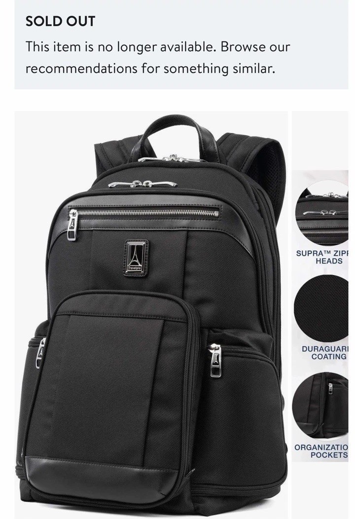 Travelpro Platinum Elite Business Laptop Backpack Fits 17.5 In Laptop