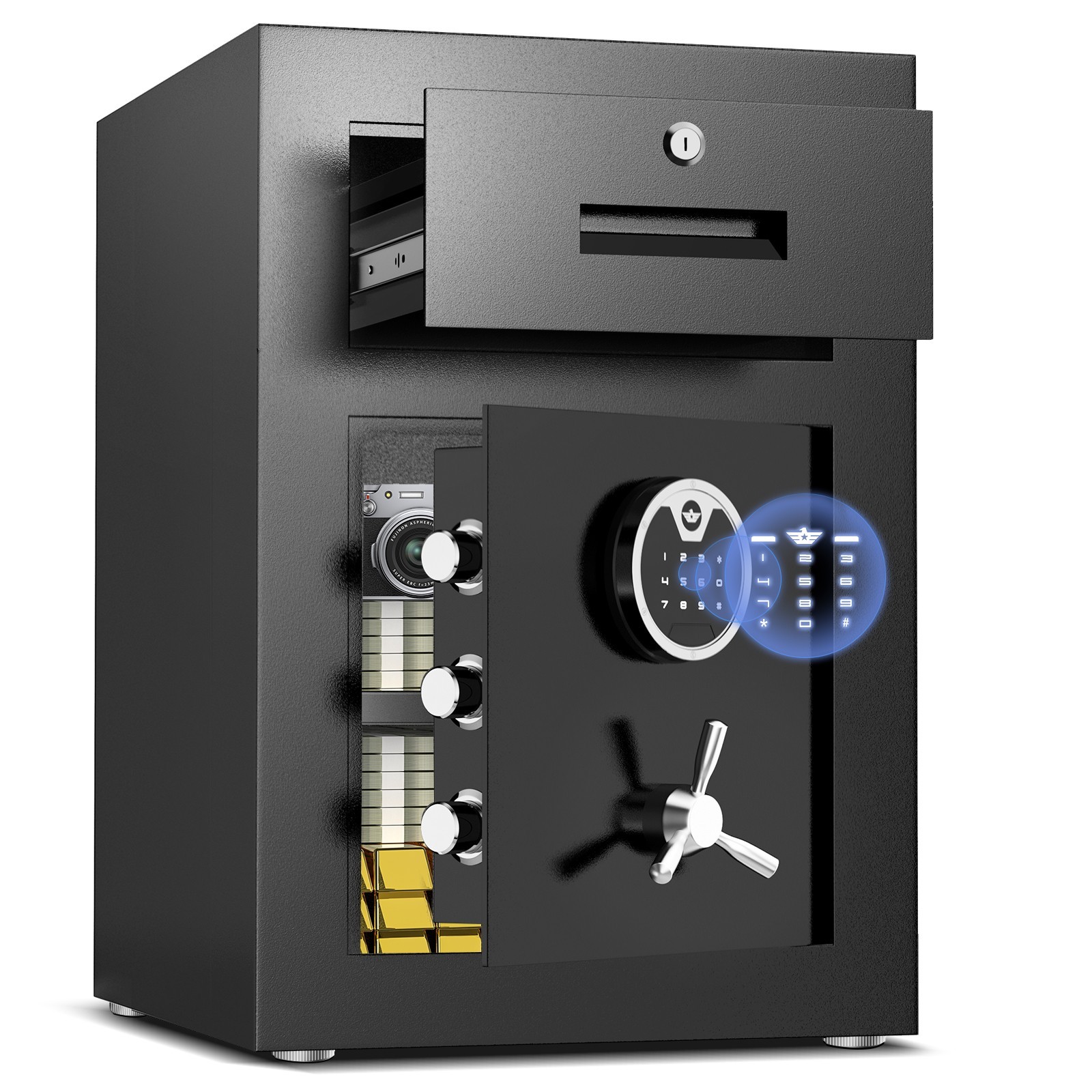 Large Home Safe Box, Heavy Duty Safe with Dual Alarm System and Adjustable Shelf