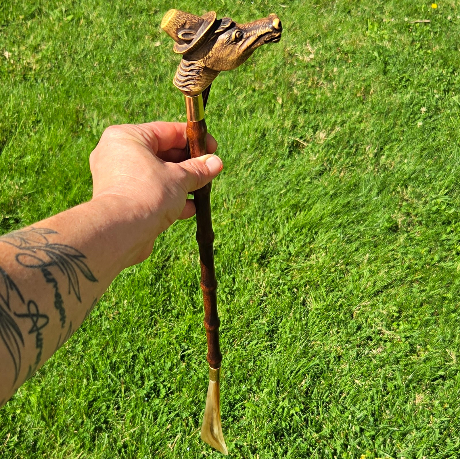 Vintage Hand Carved Long Handled Horse Head Shoe Horn