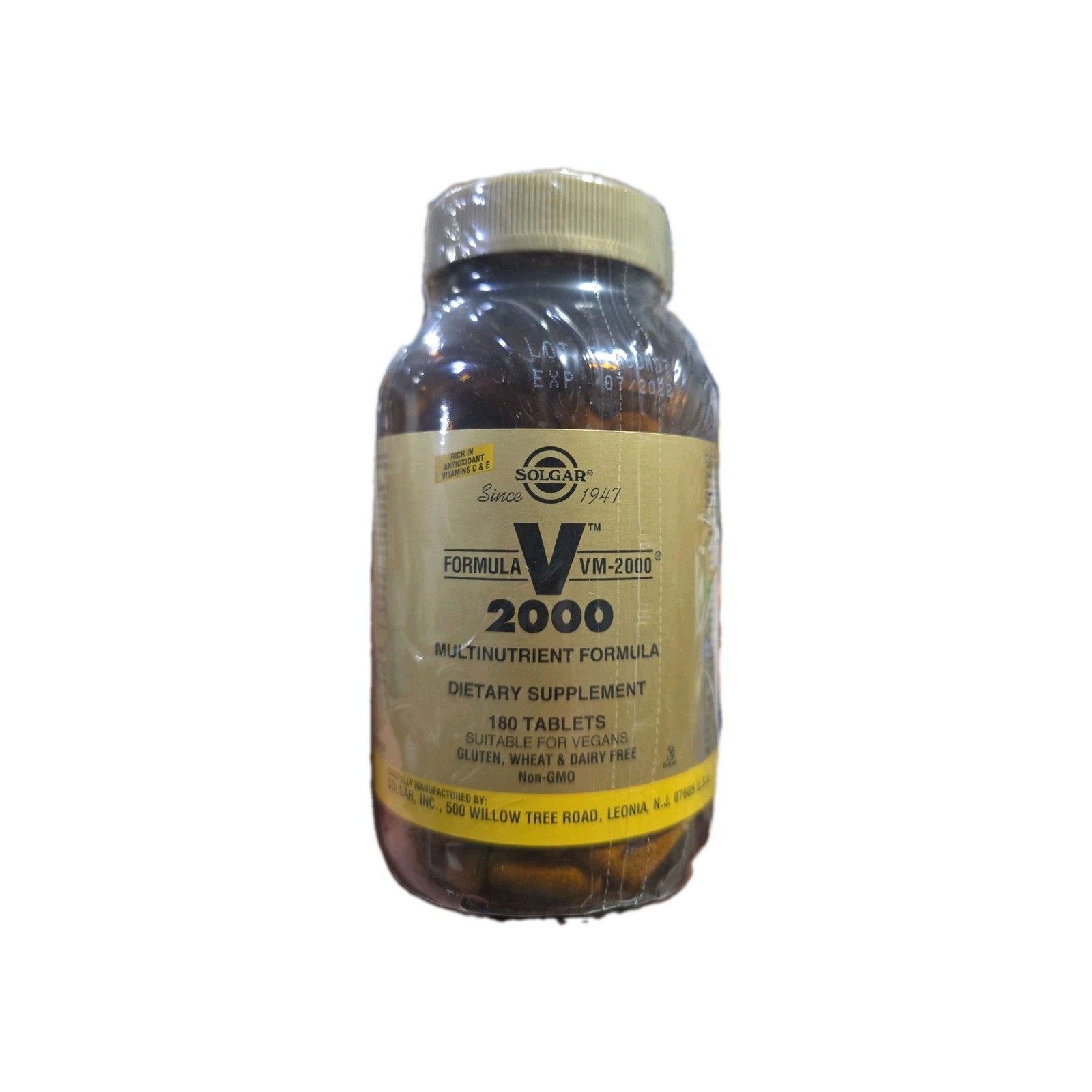 Solgar Formula V 2000 - VM-2000 | 180 Tablets | Exp 7/2028 Multivitamin Solgar Formula V 2000 - VM-2000 | 180 Tablets | Exp 7/2028 Multivitamin