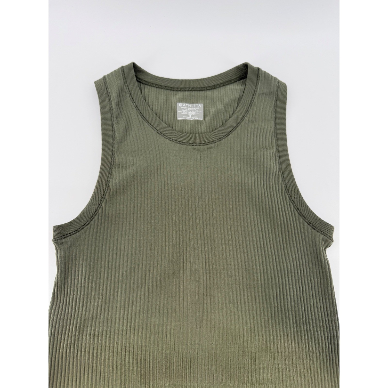 Athleta Renew Ribbed Tank Top Olive Green Seamless S 384808-02