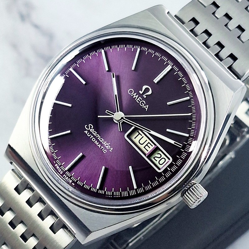 Vintage Omega Seamaster Automatic 17 J Cal.1020 Day/Date Purple Dial Men's Watch Vintage Omega Seamaster Automatic 17 J Cal.1020 Day/Date Purple Dial Men's Watch