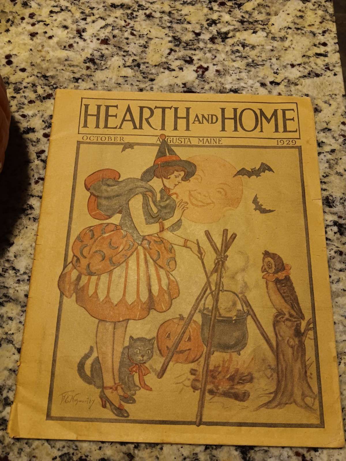 Antique Halloween Hearth & Home Magazine Vintage 1929 Witch, Cat, Pumpkin, Ads