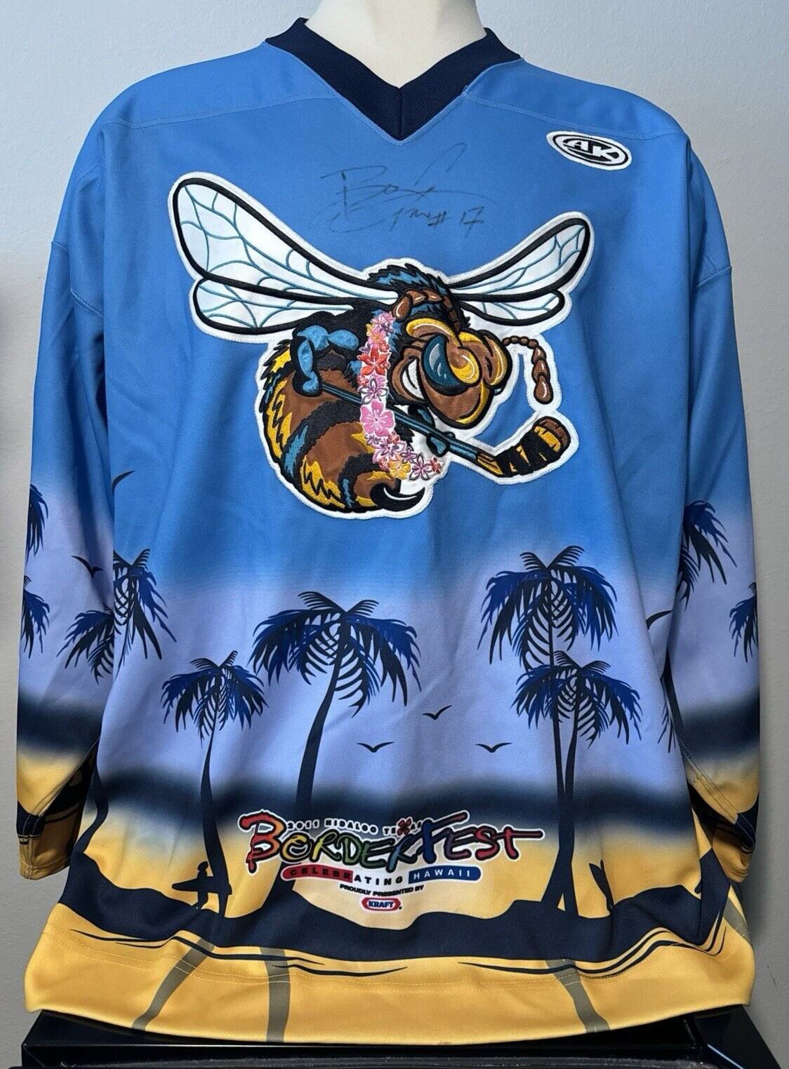 Athletic Knit Size 2XL Rio Grande Killer Bees Bo Cheesman Hockey Jersey Signed Athletic Knit Size 2XL Rio Grande Killer Bees Bo Cheesman Hockey Jersey Signed