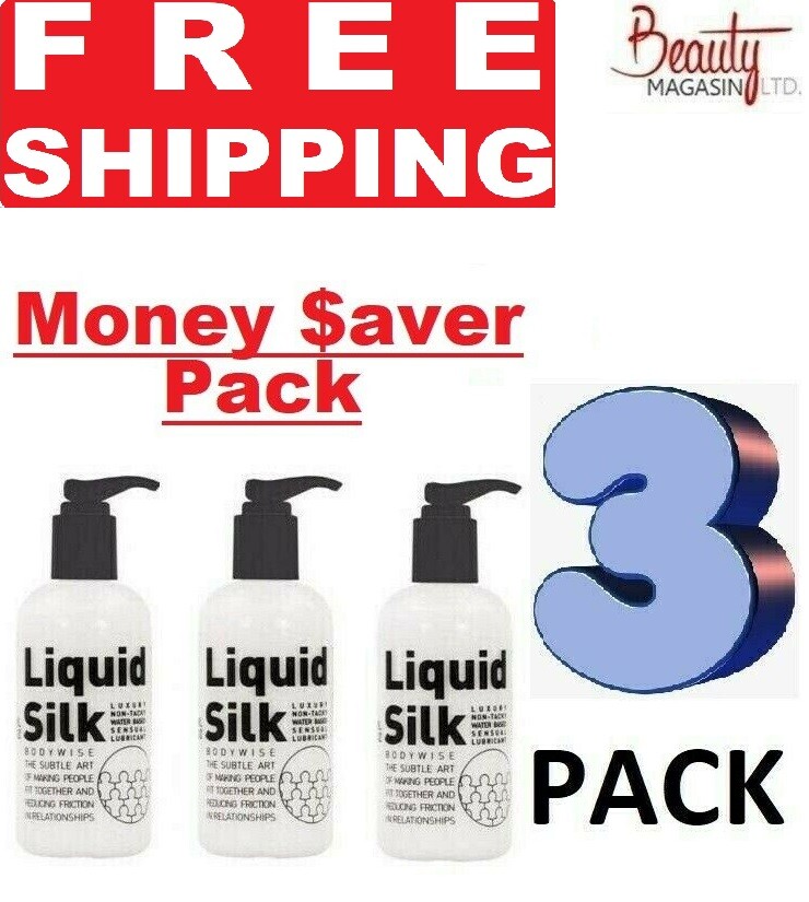 3 x Liquid Silk Water Based Lubricant 250ml (EXP:-12/2027)