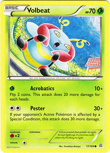 Volbeat - 17/160 - Common (Lp) Primal Clash - Grass Pokémon