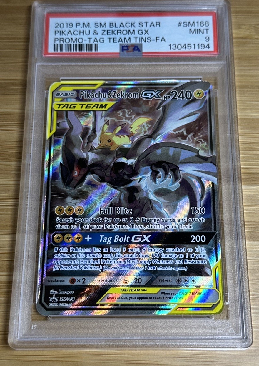 2019 POKEMON SM BLACK STAR PROMO #SM168 FULL ART/PIKACHU & ZEKROM GX PSA 9 2019 POKEMON SM BLACK STAR PROMO #SM168 FULL ART/PIKACHU & ZEKROM GX PSA 9