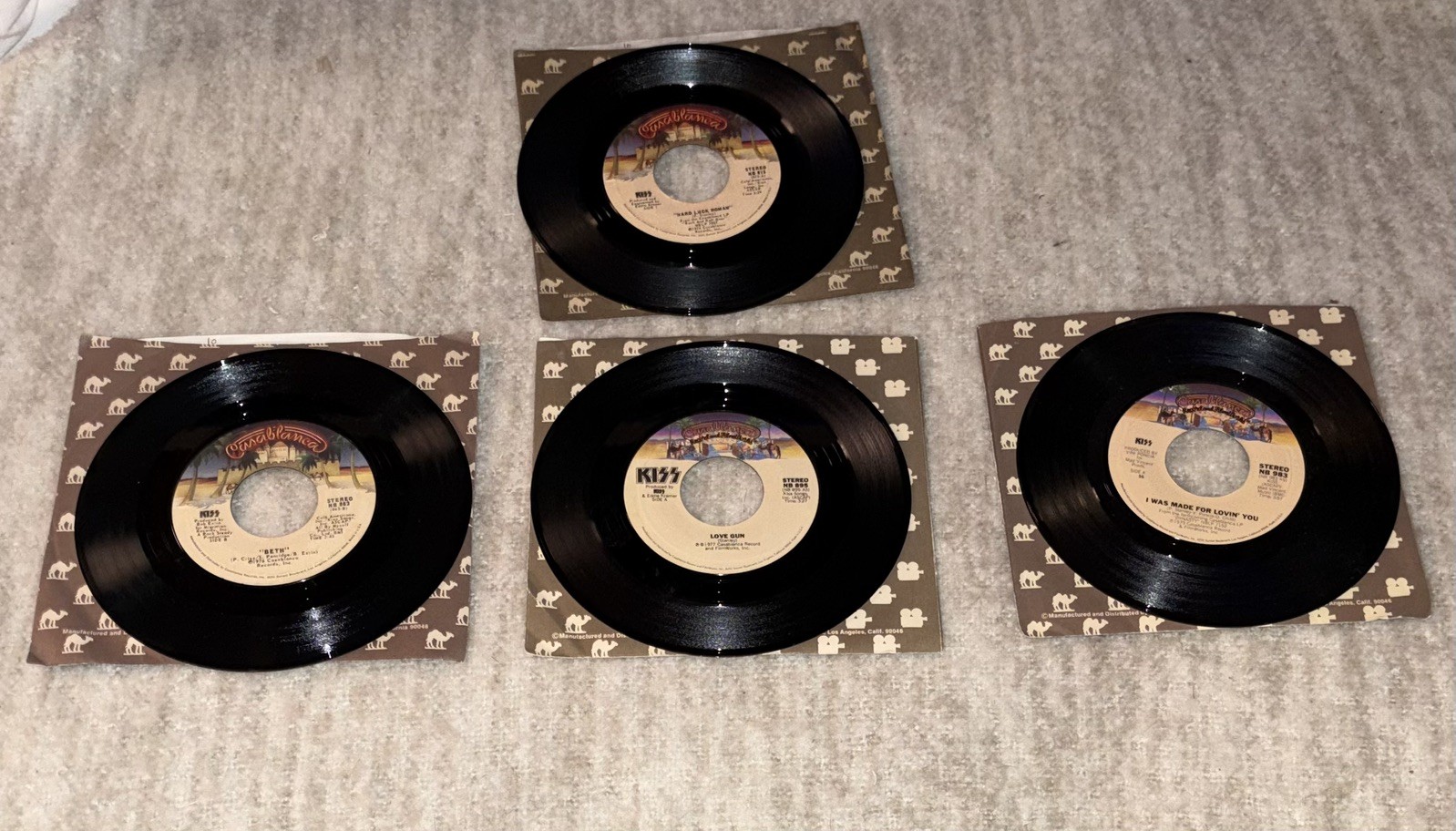 KISS Beth Love Gun Hard Luck Woman I was Made Lot of 4 NM- 45s KISS Beth Love Gun Hard Luck Woman I was Made Lot of 4 NM- 45s