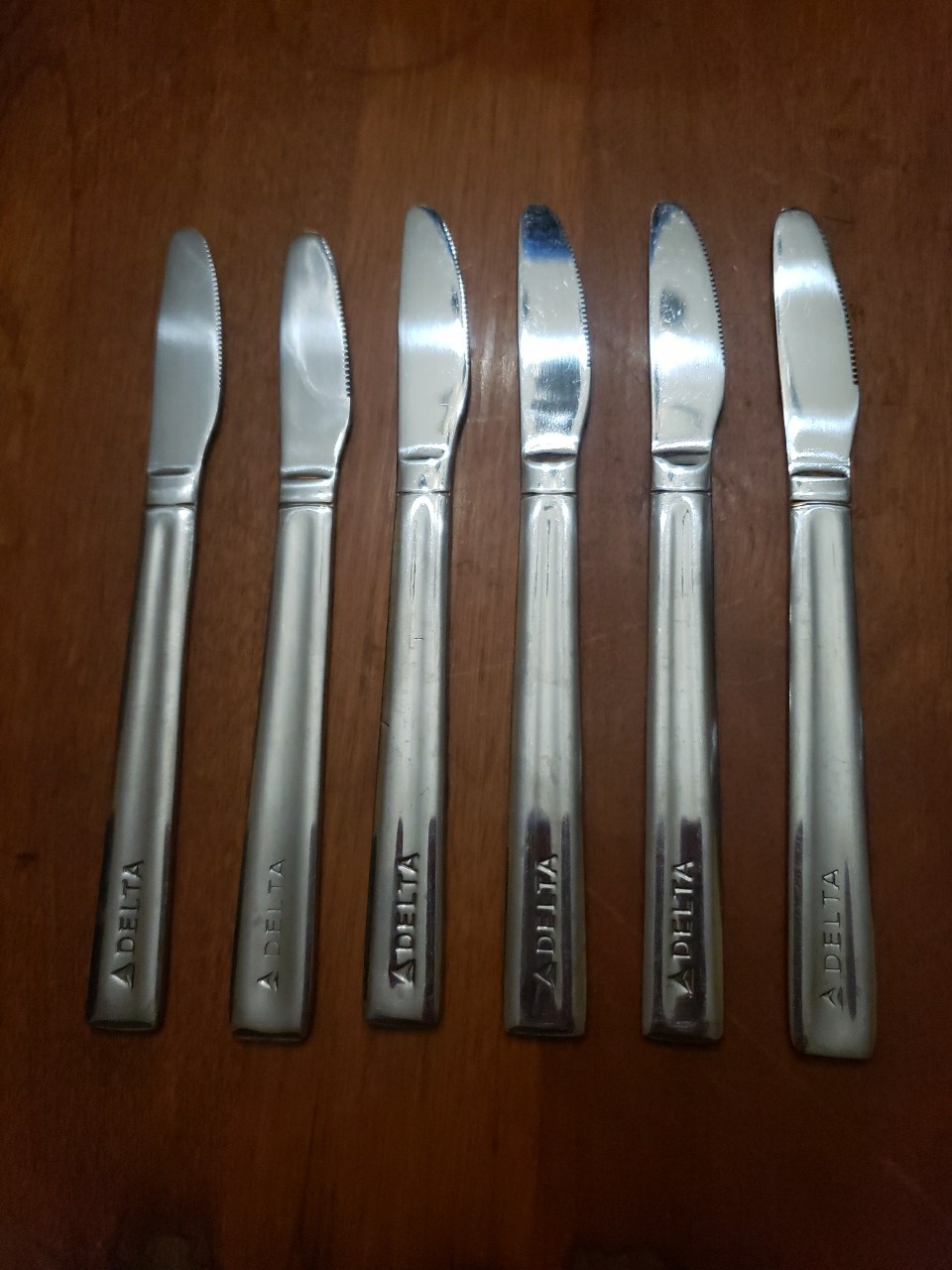Vtg DELTA Air Lines First Class Stainless Steel Knives Set of 6 Airline Flatware