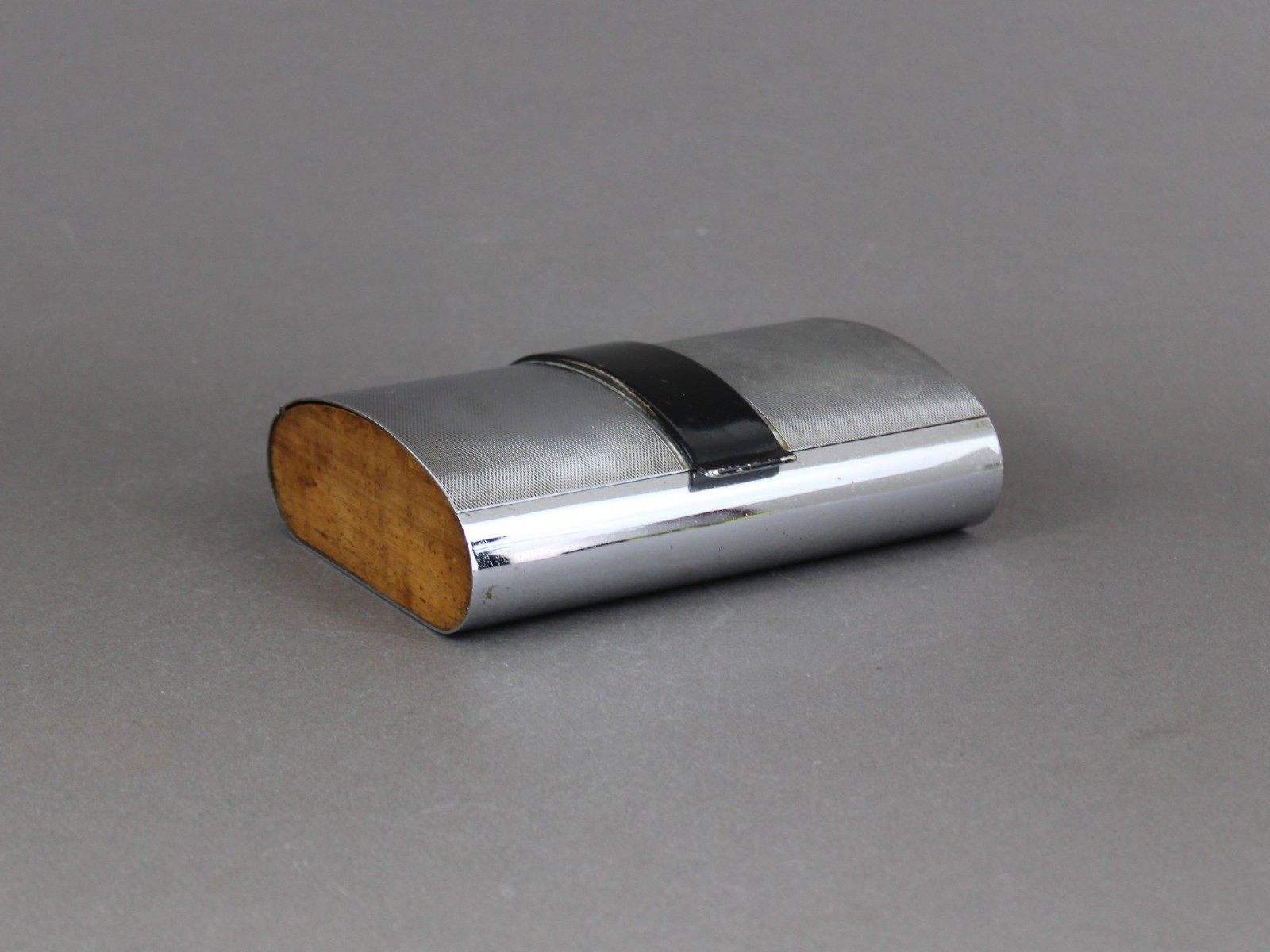 Art Deco Chrome Brass & Wood Box Bauhaus 1930s Vintage