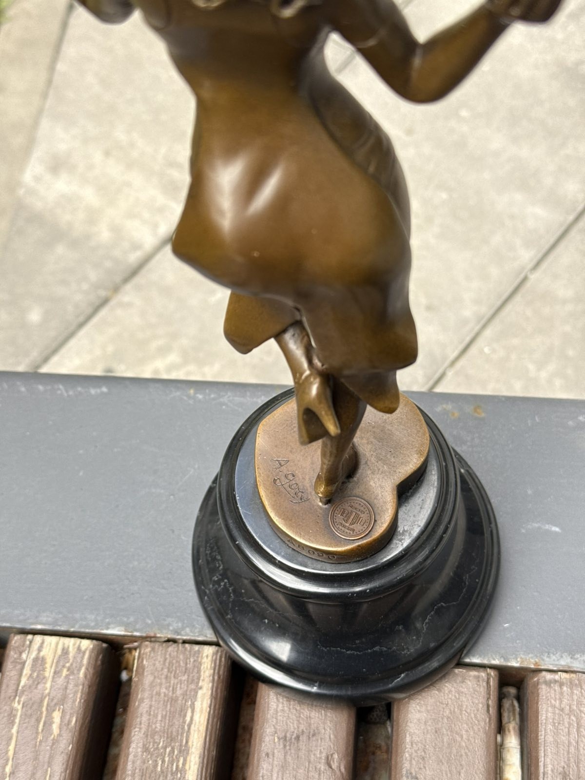Bronze Woman Statue Female Sculpture stick Jazz Dancer Revue Art Figurine Lady
