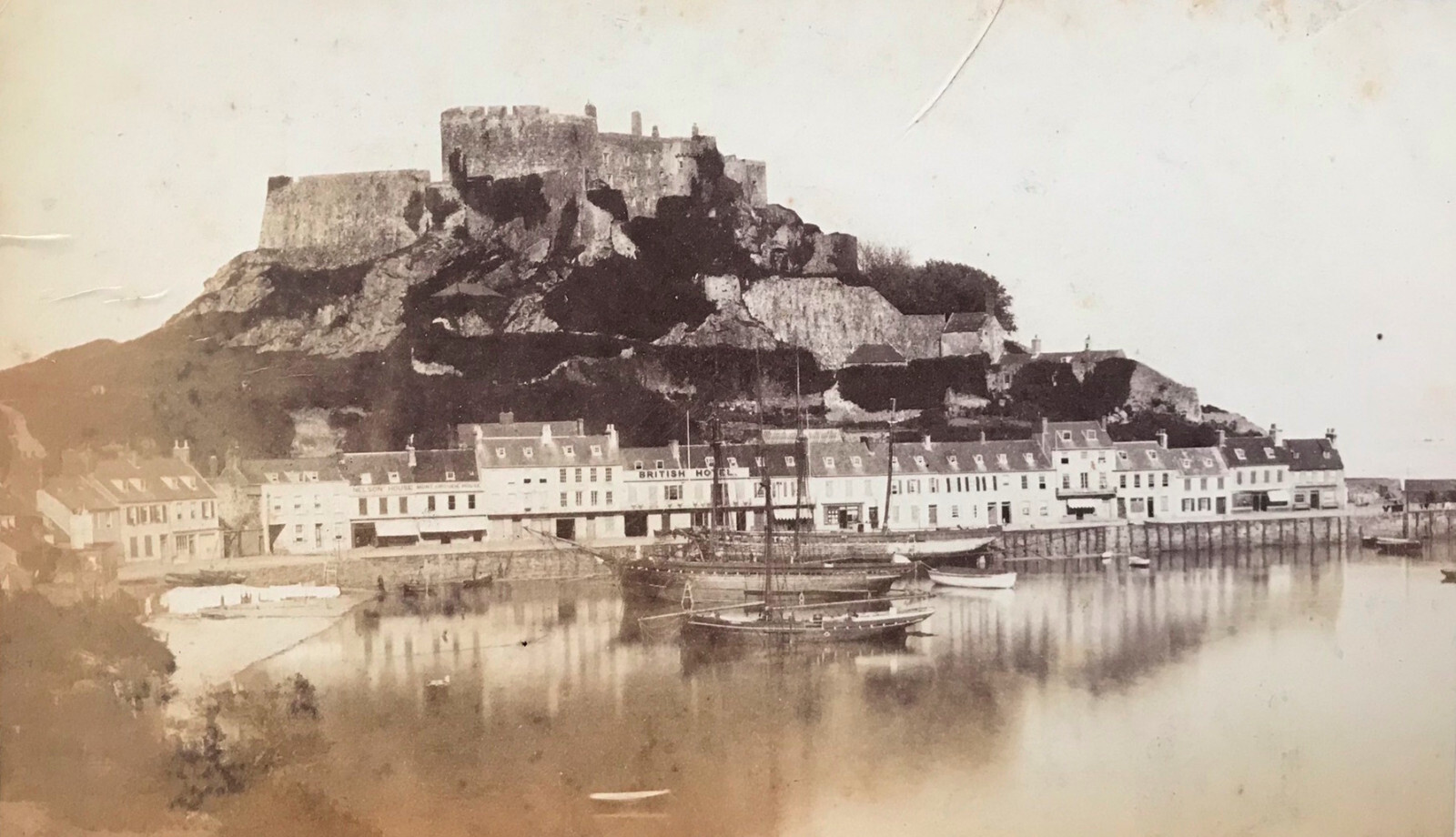 Albumen print of Mont Orgueil, Jersey c.1885 by Sir Manuel Menendez 1864-1952