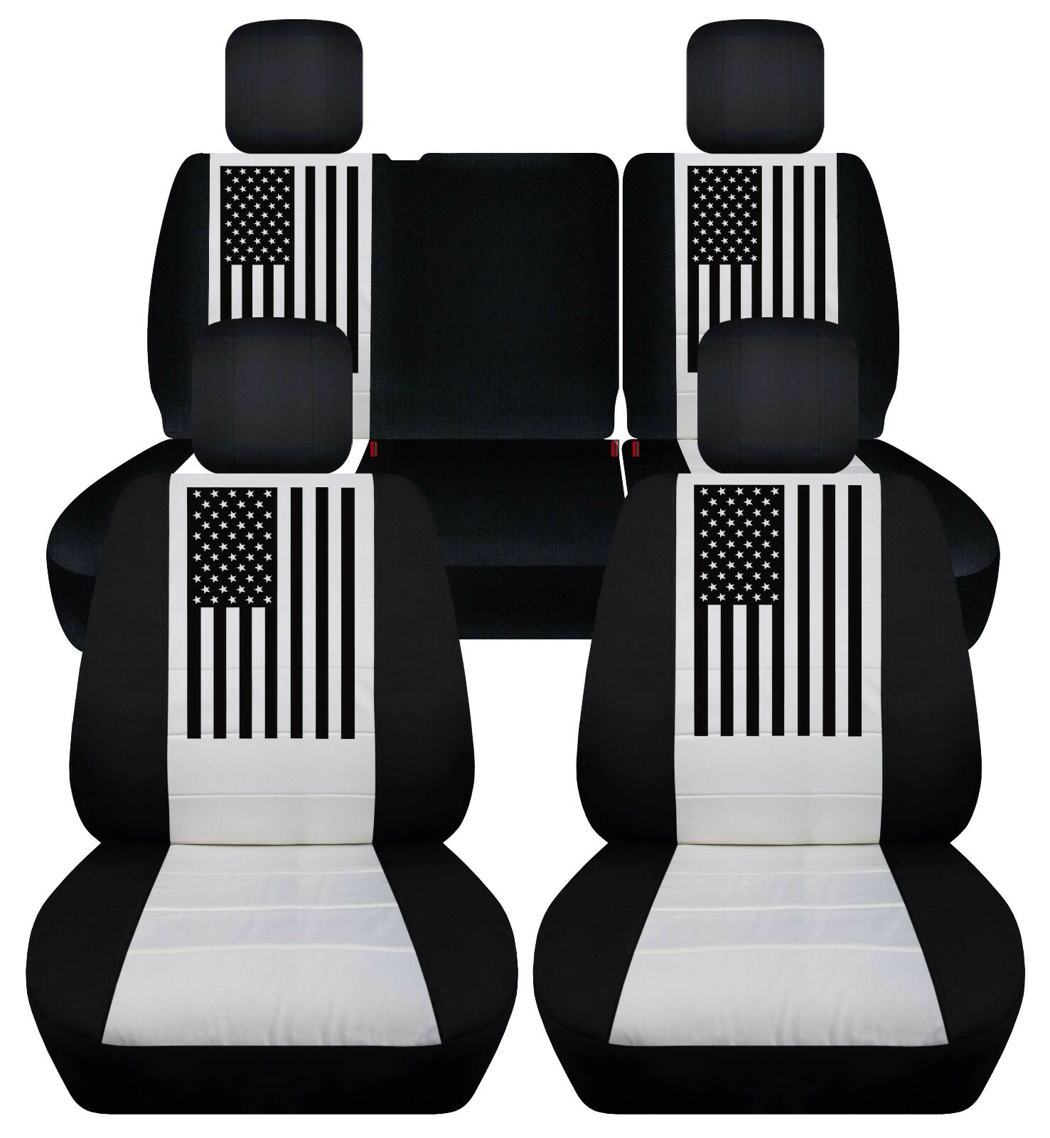 Front Rear Seat Covers Fits 2019 to 2026 Jeep Wrangler JL 4 Door American Flag
