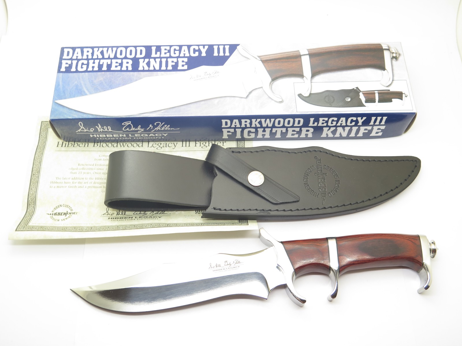 Gil & Wess Hibben Darkwood Legacy III Fighter Fixed Blade Bowie Knife Gil & Wess Hibben Darkwood Legacy III Fighter Fixed Blade Bowie Knife