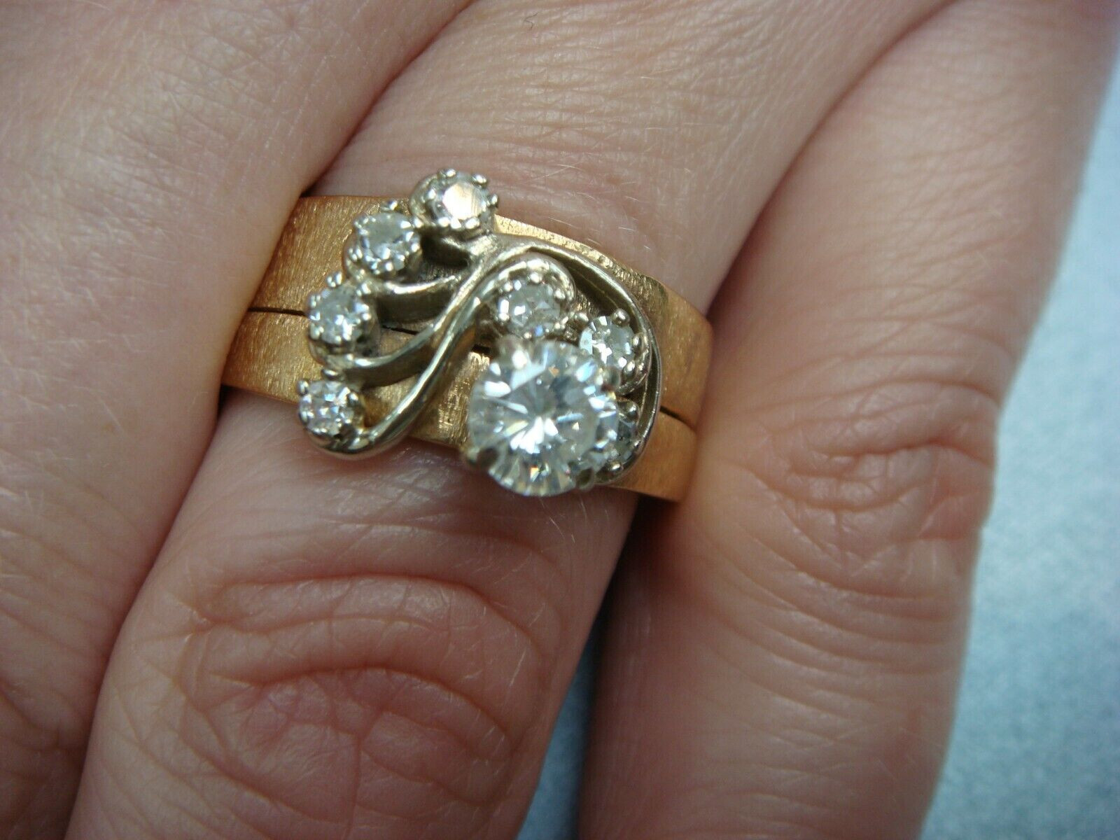 Vintage 1920's Circa Antique Ring 14K Yellow Gold Over 2.2 Ct Simulated Diamond