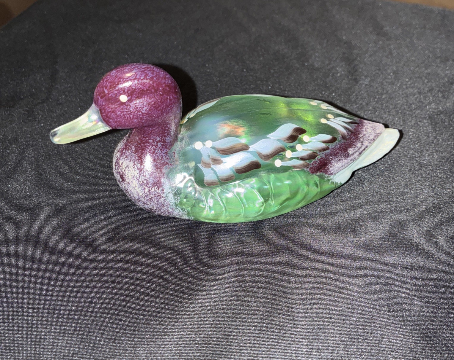 Fenton 95th Anniversary Iridescent Glass Mallard Duck Hand Painted C Hardman